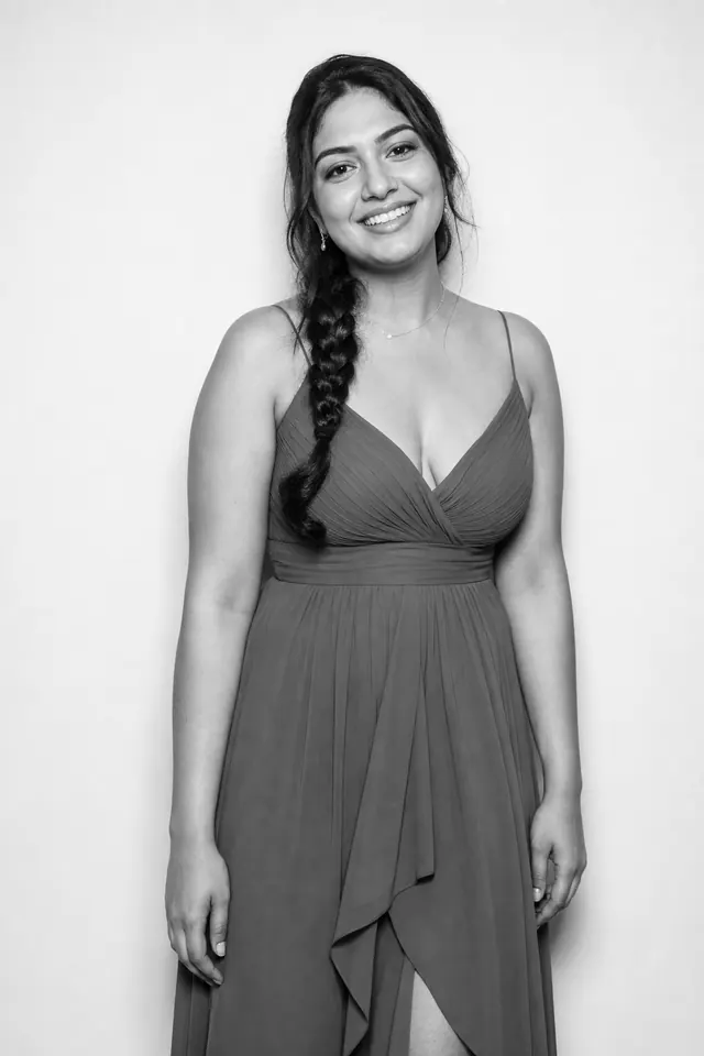Guests posing for a polished black-and-white Glam Booth portrait, photo 6